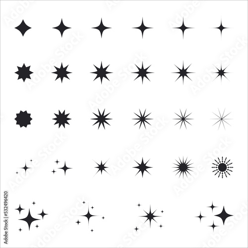 Star icons set. Twinkling stars illustration collection. Sparkles, shining burst. Christmas vector symbols isolated. © MdJannatul