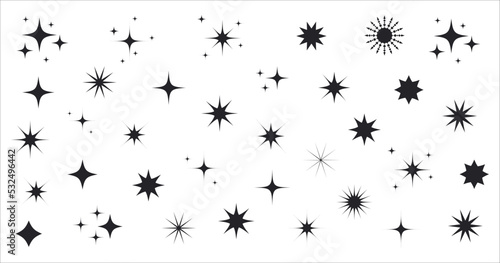 Star icons set. Twinkling stars illustration collection. Sparkles, shining burst. Christmas vector symbols isolated. © MdJannatul