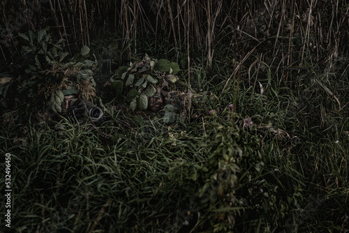 VDV special forces soldiers with rifles in woodland