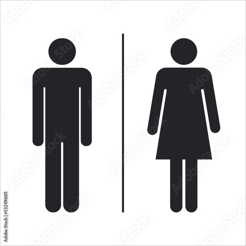 Restroom door pictograms. Woman and man public toilet vector icon