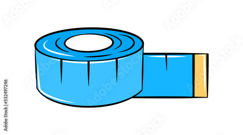 Tape measure sewing tool, cartoon graphic icon, isolated on white background simple shape, doodle centimeter roulette.