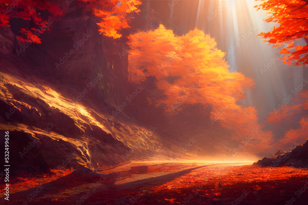 Sunlight in an autumn forest. Sunlight in an autumn forest.