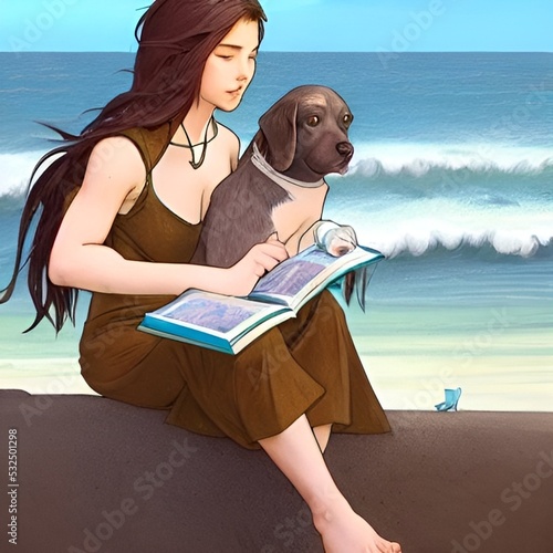 girl reading a book on the beach
