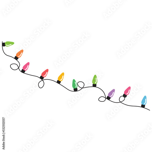 Christmas lights string isolated on white background vector