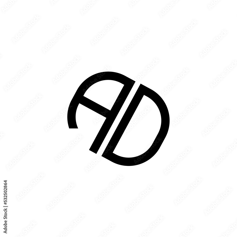 AD Letter Logo Design with Creative Modern Trendy Typography and Black Colors. AD Letter Logo Design with Creative Modern Trendy Typography and Black Colors.