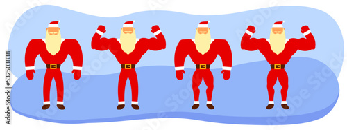 Pumped up Santa set for cards, invitations, compositions