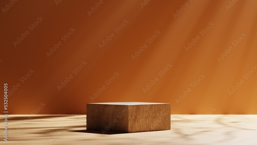 3D Rendering Wooden pedestal or podium mockup with sunlight rays backdrop, empty platform for product showcase and Presentation, blank stage display. 3D Rendering Wooden pedestal or podium mockup with sunlight rays backdrop, empty platform for product showcase and Presentation, blank stage display.