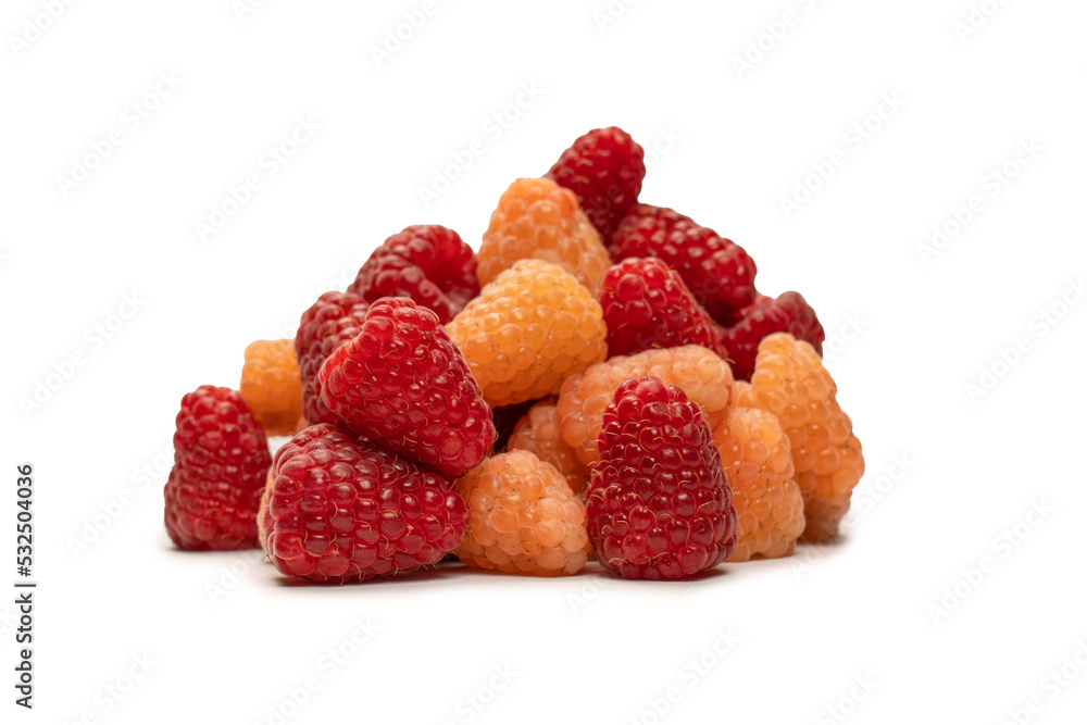 Tasty raspberries isolated on white background. Tasty raspberries isolated on white background.