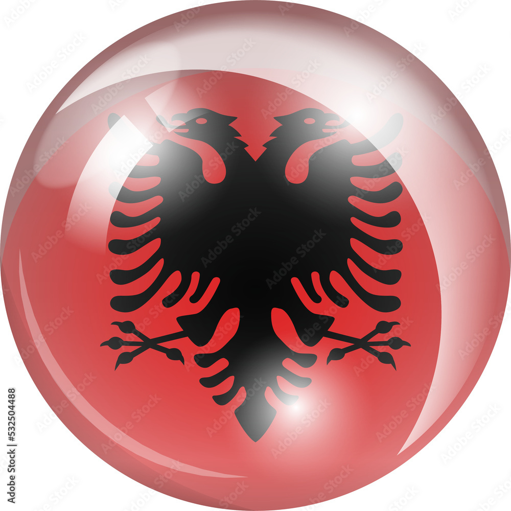 Albania Round flag illustration. Flag of Albania as round glossy icon