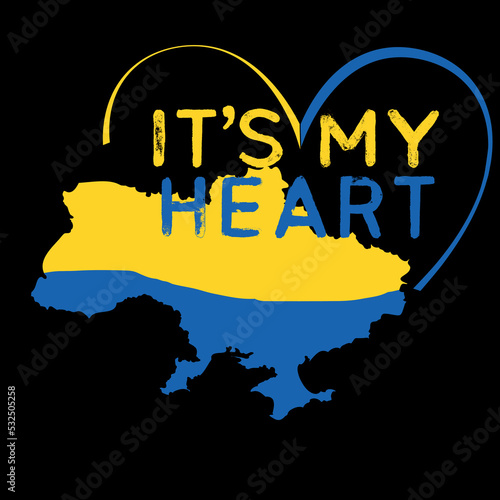 It's my heart. Outline Ukrainian map. Vector illustration.