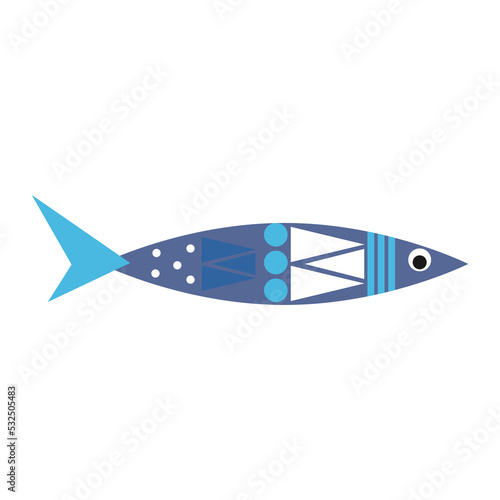 Decorative stylized fish. Vector illustration isolated on white background. Collection for decor, postcards, flyers and brochures, invitations, logos and badges.