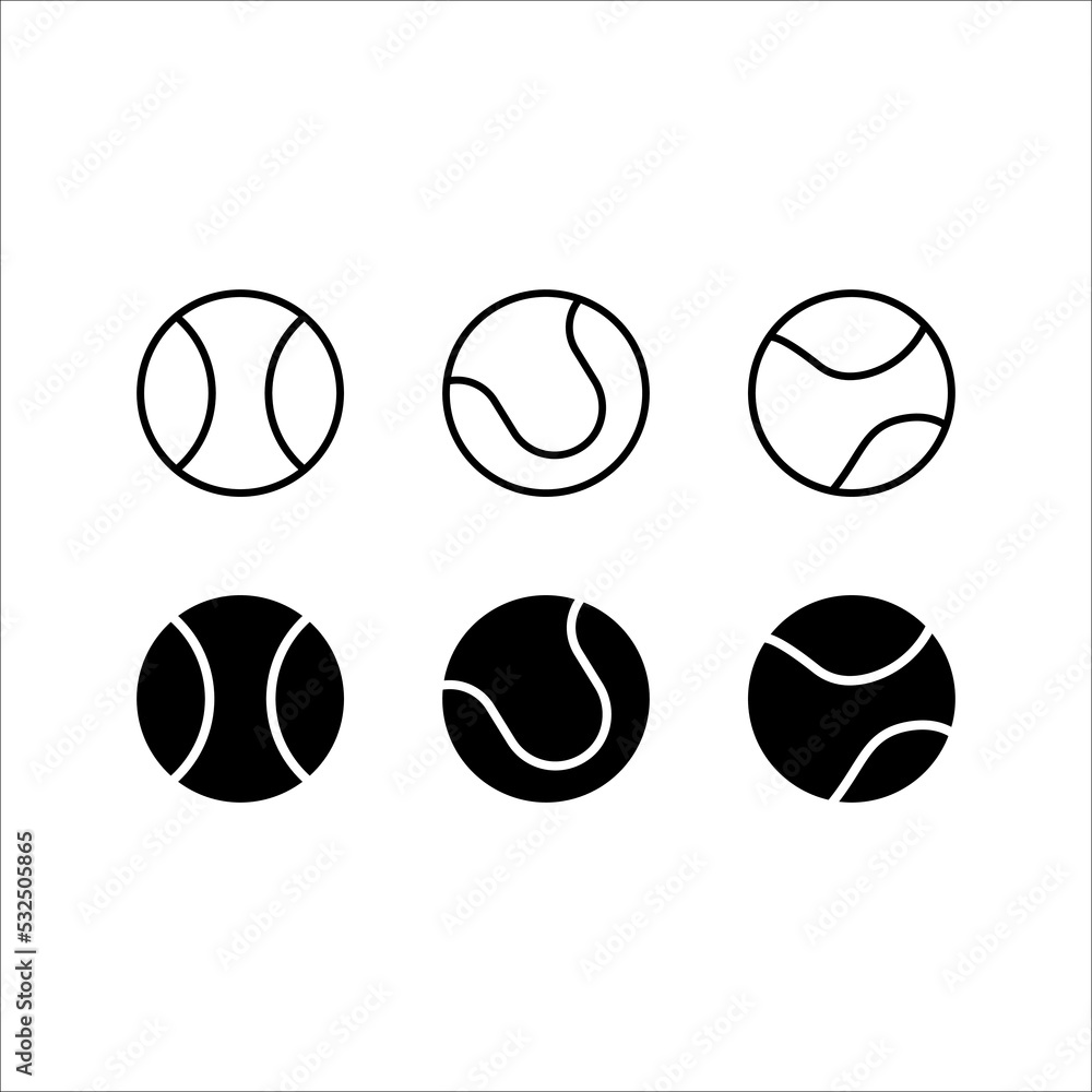 Fototapeta premium Tennis balls, silhouette vector illustration