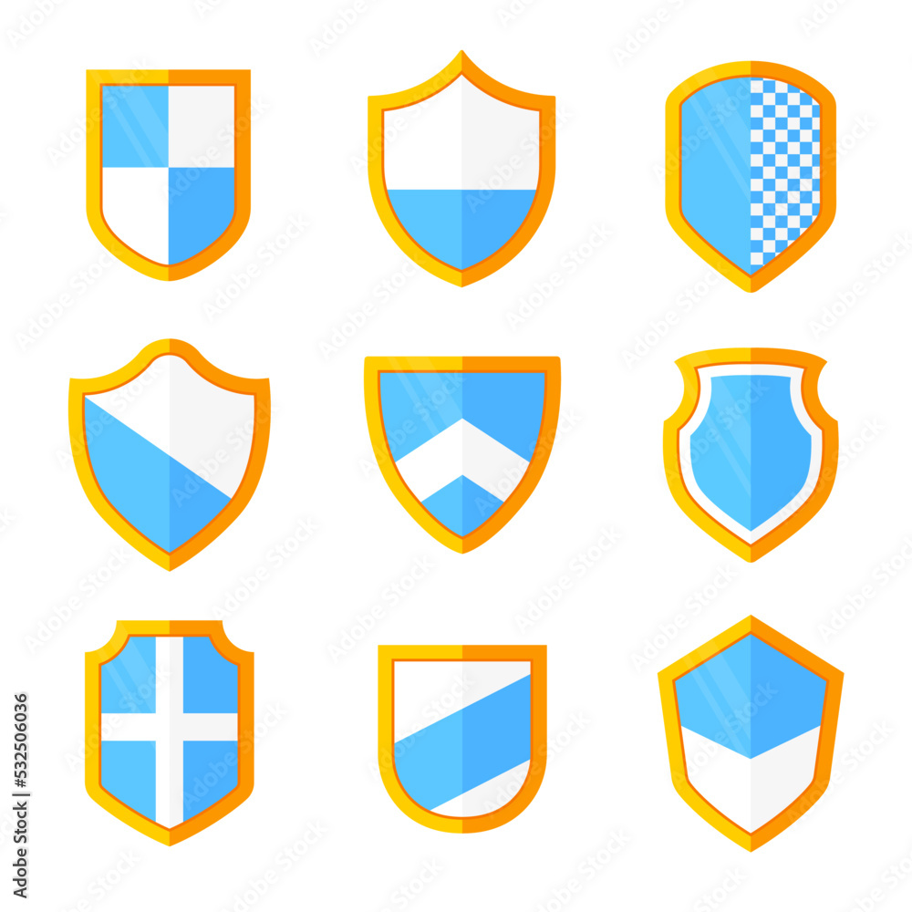 Set of shields of various shapes - modern realistic clip art Set of shields of various shapes - modern realistic clip art