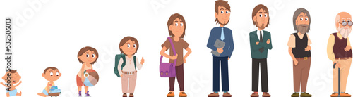 Different man ages set. Human growth stages
