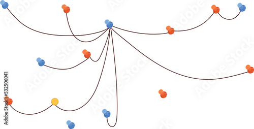 Thread fixed with thumb tacks. Pin connection map