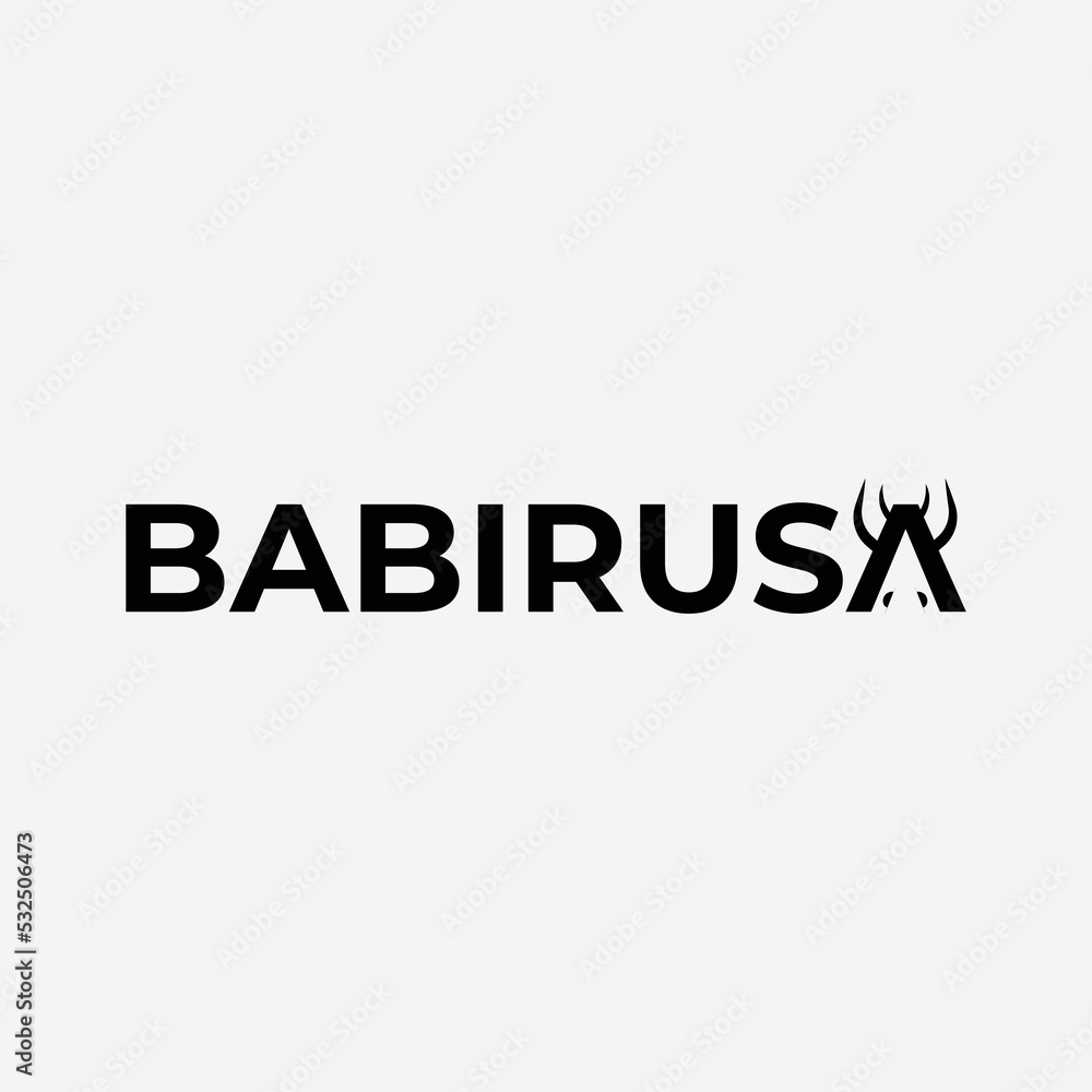 Vector Logo Illustration babirusa, Simple flat vector sign, logo, symbol, print art illustration design. Logotype Vector Logo Illustration babirusa, Simple flat vector sign, logo, symbol, print art illustration design. Logotype