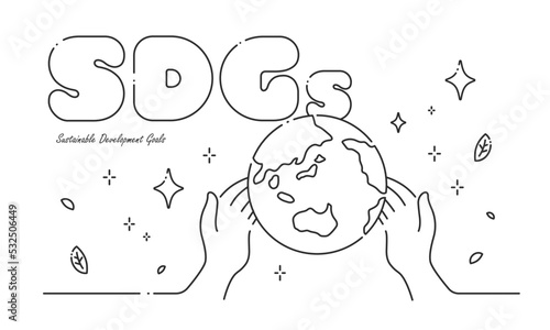 手と地球 SDGsイメージ ベクターイラスト	