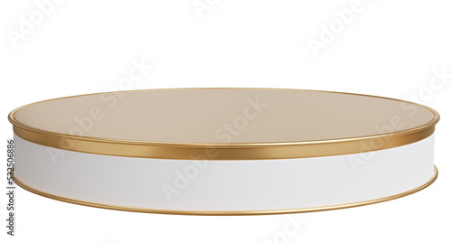 golden with white podium presentration,3d rendering