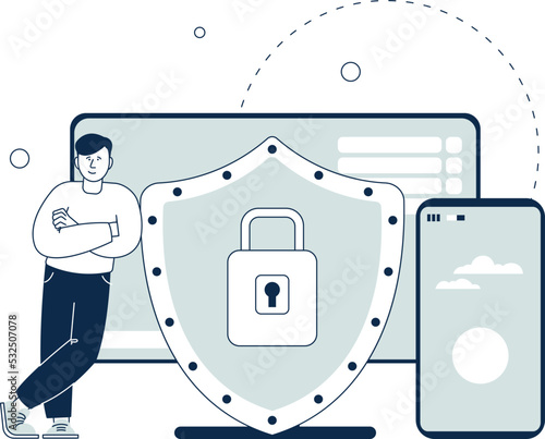 Personal privacy protection concept. Mobile device safety