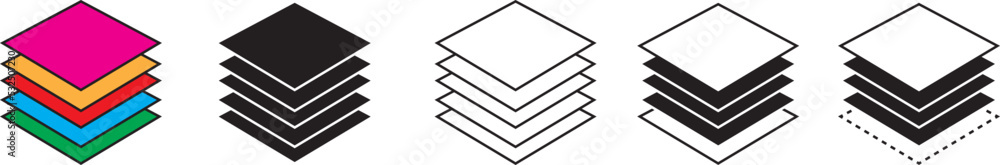 Layer icon. Layers line icons set. Tree levels tier stack isolated on white background. Vector stock Layer icon. Layers line icons set. Tree levels tier stack isolated on white background. Vector stock