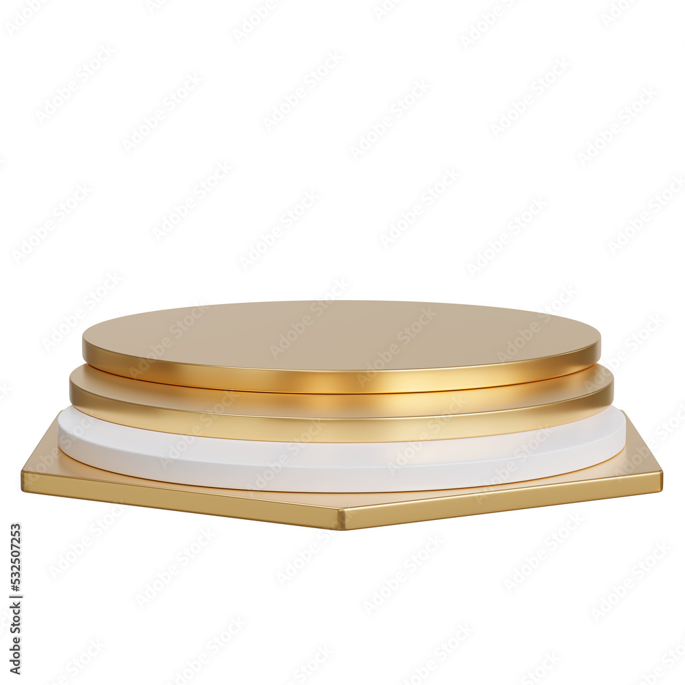golden with white podium presentration,3d rendering golden with white podium presentration,3d rendering