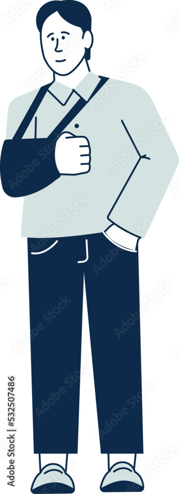 Man with bandaged arm. Injured limb. Broken hand Man with bandaged arm. Injured limb. Broken hand