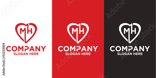 Initial letter m h logo vector design template