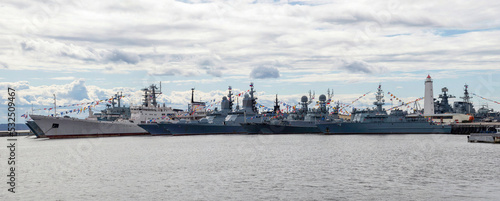 Ships of the Baltic Fleet in the Middle Harbor. Kronstadt