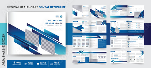 16 Page landscape medical health care dental corporate business brochure and annual report design