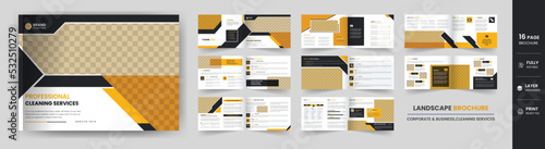 16 Page landscape House Cleaning and Disinfecting Service business annual report, company profile modern brochure template design.