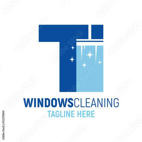 Letter T Window Cleaning Logo Design Template Inspiration, Vector Illustration.