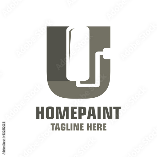 Letter U House Painting Logo Design Template Inspiration, Vector Illustration.