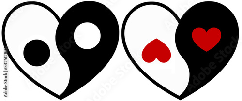 Yin Yang symbol with hearts vector illustration