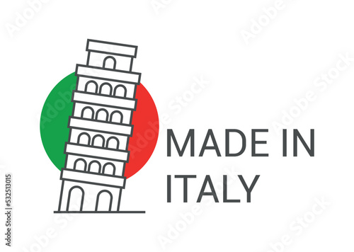Made in Italy. Italian logo and sticker.
