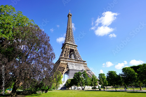 The Eiffel Tower view from the Champ de Mars, Paris, France © zigres