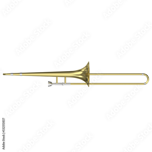 3d rendering illustration of a trombone