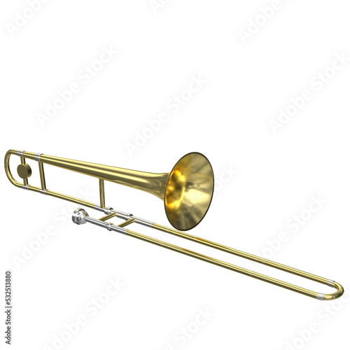 3d rendering illustration of a trombone photo