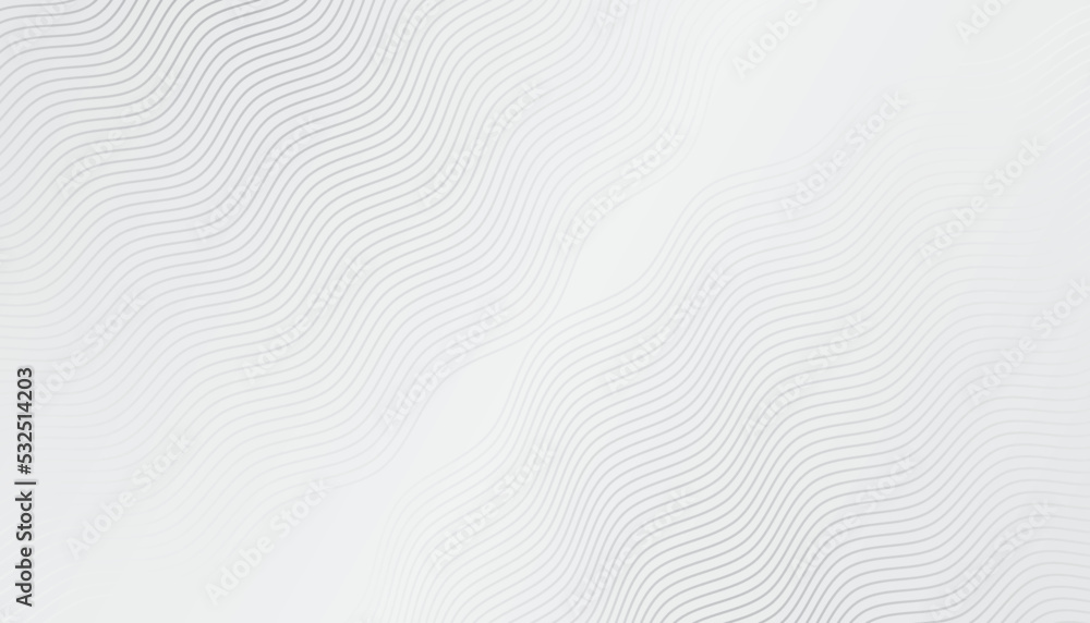 Wave textured white background. Abstract modern grey white waves and lines pattern template. Minimalist concept. Vector stripes illustration.