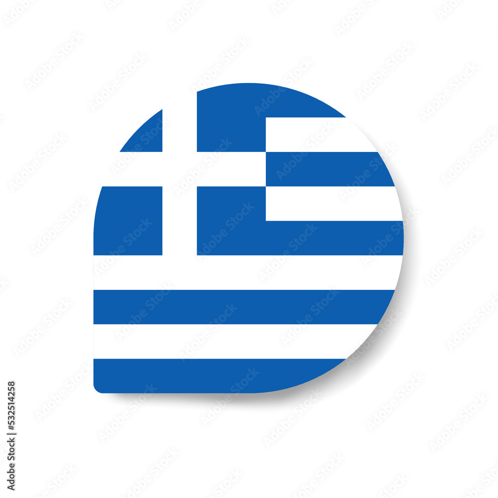 Greece drop flag icon with shadow on white background.
