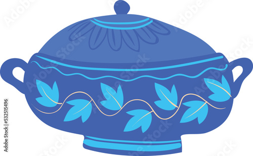 Ceramic pot with scandinavian pattern. Hand drawn dishware