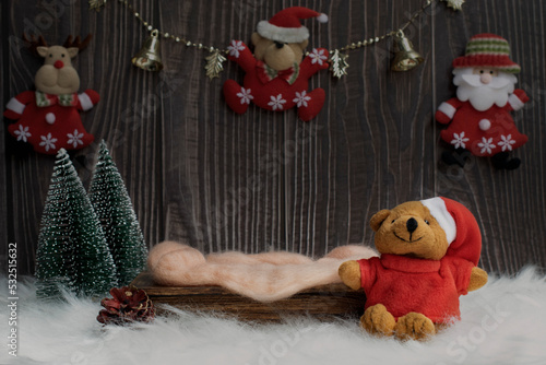Billede på lærred Newborn digital backdrop with christmas decoration