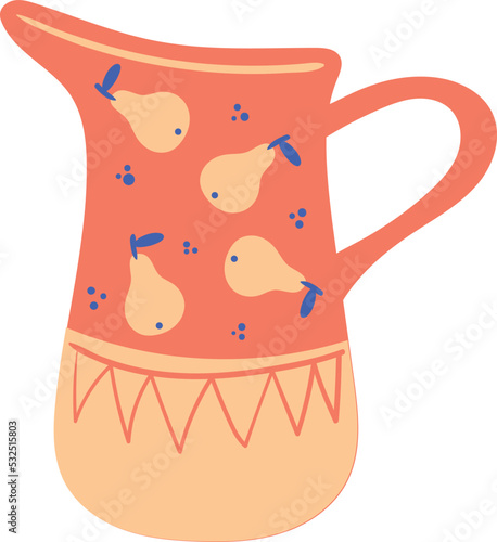 Cute rustic pitcher. Hand drawn ceramic jug
