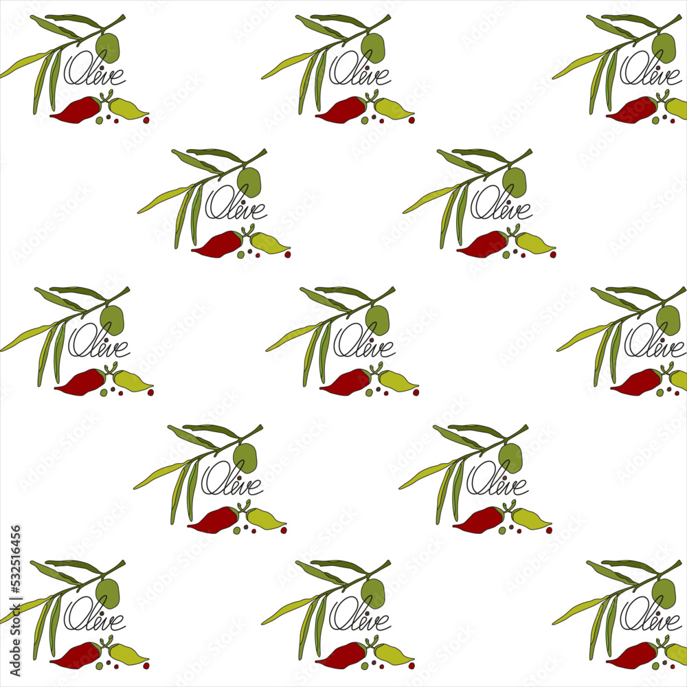 pattern with olive hot pepper pattern with olive hot pepper