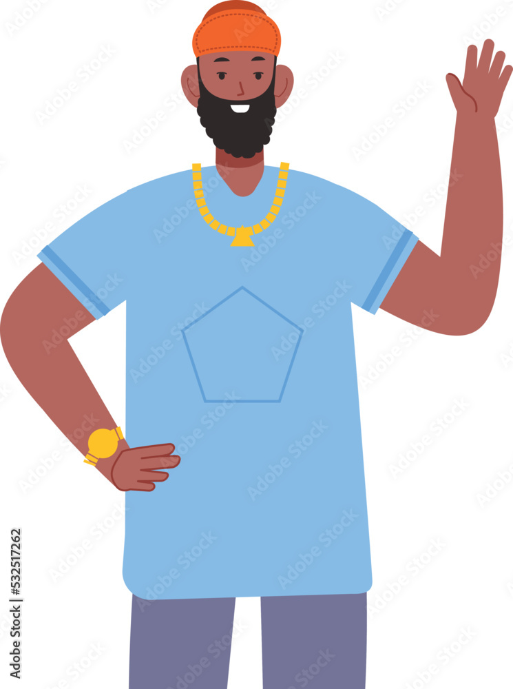 Happy man with greeting gesture. Guy waving hand Happy man with greeting gesture. Guy waving hand