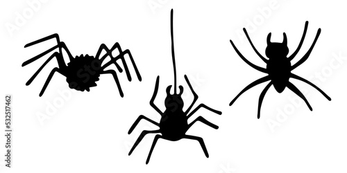 Simple hand drawn spider clipart. Halloween doodle for print, web, design, decor, logo