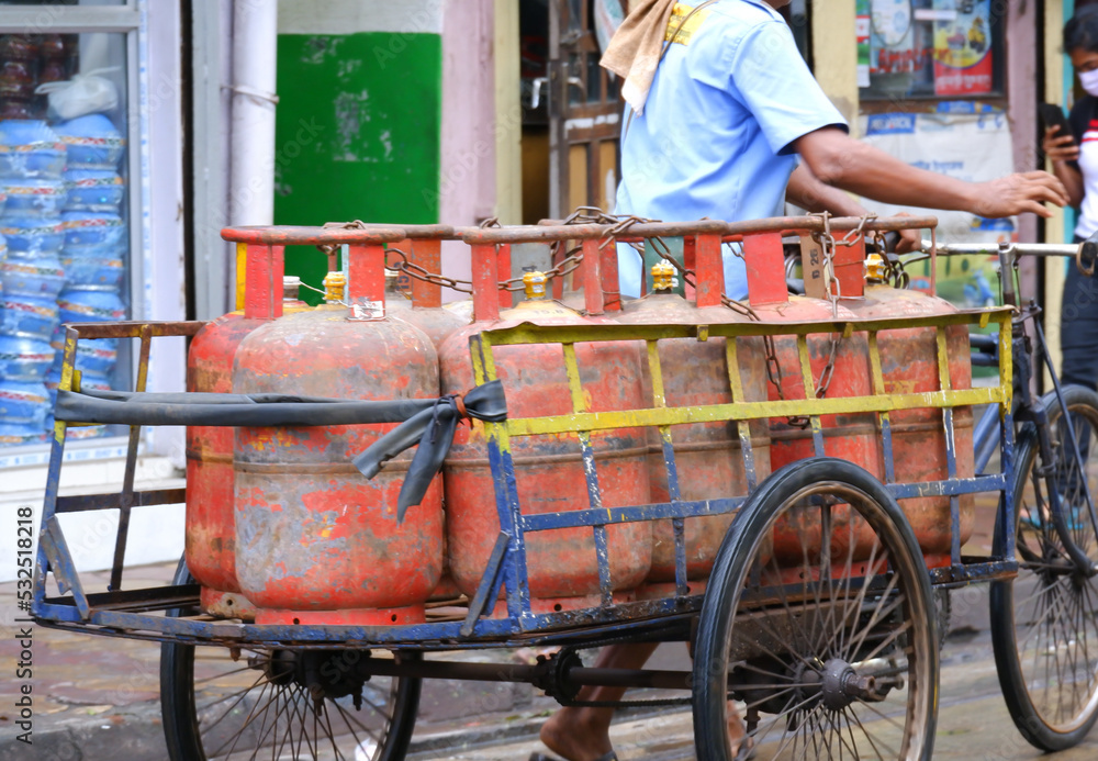 Fototapeta premium LPG gas cylinder on van for delivery.