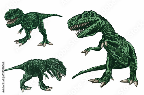 Vector set of color dinosaurs isolated on white background, dino collection
