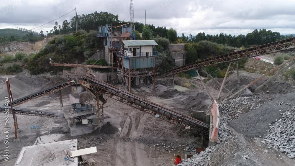 View From Above Of Quarry and Mining Equipment, Quarry Open Mining View From Above Of Quarry and Mining Equipment, Quarry Open Mining
