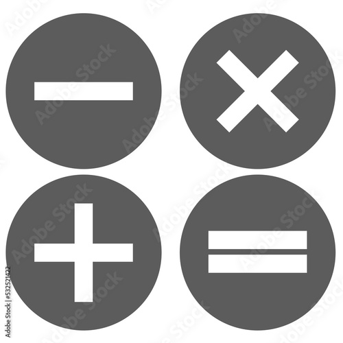 Basic mathematical calculation symbols with white background