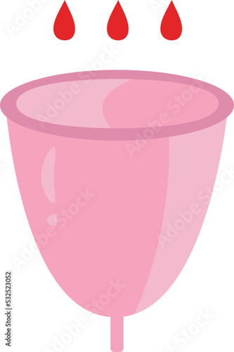 Menstrual cup illustration, flat design minimalist drawing, menstrual cup and blood drops